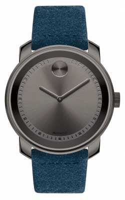Movado Unisex Large Bold Grey Ion Plated Blue Suede 3600454 Movado Unisex Large Bold Grey Ion Plated Blue Suede 3600454