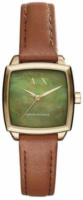 Armani Exchange Womans Nicolette Green Dial Brown Leather Strap AX5451 Armani Exchange Womans Nicolette Green Dial Brown Leather Strap AX5451