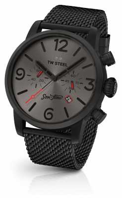 TW Steel Mens Son Of Time 47mm Chrono Black Mesh And Leather MST4 TW Steel Mens Son Of Time 47mm Chrono Black Mesh And Leather MST4