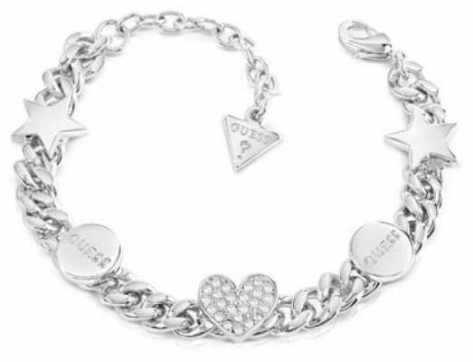 Guess Love Chain Silver Crystal Bracelet UBB84075-L Guess Love Chain Silver Crystal Bracelet UBB84075-L