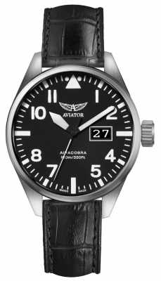 Aviator Mens Airacobra P42 Black Leather Strap Black Dial V.1.22.0.148.4 Aviator Mens Airacobra P42 Black Leather Strap Black Dial V.1.22.0.148.4