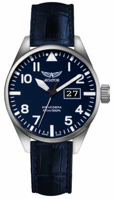 Aviator Mens Airacobra P42 Blue Leather Strap Blue Dial V.1.22.0.149.4 Aviator Mens Airacobra P42 Blue Leather Strap Blue Dial V.1.22.0.149.4
