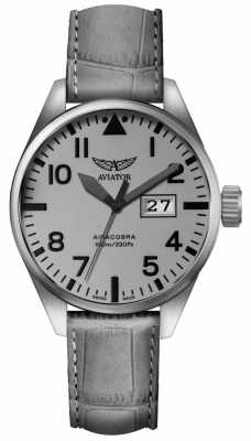 Aviator Mens Airacobra P42 Grey Leather Strap Grey Dial V.1.22.0.150.4 Aviator Mens Airacobra P42 Grey Leather Strap Grey Dial V.1.22.0.150.4