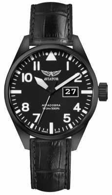 Aviator Mens Airacobra P42 Black Leather Strap Black Dial V.1.22.5.148.4 Aviator Mens Airacobra P42 Black Leather Strap Black Dial V.1.22.5.148.4