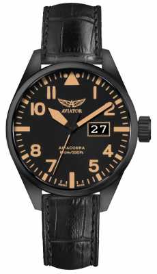 Aviator Mens Airacobra P42 Black Leather Strap Black Dial V.1.22.5.157.4 Aviator Mens Airacobra P42 Black Leather Strap Black Dial V.1.22.5.157.4