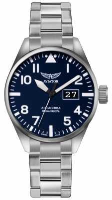 Aviator Mens Airacobra P42 Stainless Steel Steel Bracelet Blue Dial V.1.22.0.149.5 Aviator Mens Airacobra P42 Stainless Steel Steel Bracelet Blue Dial V.1.22.0.149.5
