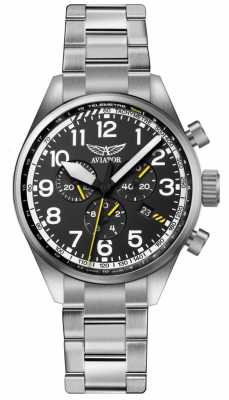 Aviator Mens Airacobra P45 Chrono Stainless Steel Bracelet Black Dia V.2.25.0.169.5 Aviator Mens Airacobra P45 Chrono Stainless Steel Bracelet Black Dia V.2.25.0.169.5