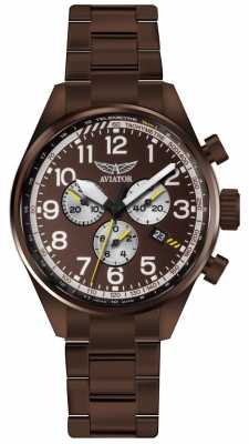 Aviator Mens Airacobra P45 Chrono Bronze PVD Bracelet Brown Dial V.2.25.8.172.5 Aviator Mens Airacobra P45 Chrono Bronze PVD Bracelet Brown Dial V.2.25.8.172.5