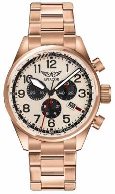 Aviator Mens Airacobra P45 Chrono Rose Gold Plated Cream Dial V.2.25.2.173.5 Aviator Mens Airacobra P45 Chrono Rose Gold Plated Cream Dial V.2.25.2.173.5