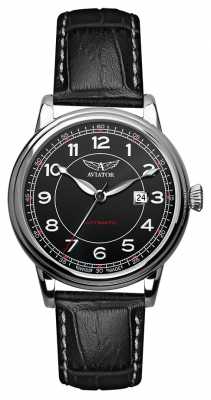 Aviator Mens Douglas Automatic Black Leather Strap Black Dial V.3.09.0.107.4 Aviator Mens Douglas Automatic Black Leather Strap Black Dial V.3.09.0.107.4
