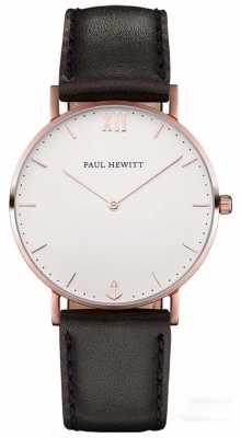 Paul Hewitt Unisex Sailor Black Leather Strap PH-SA-R-SM-W-2M Paul Hewitt Unisex Sailor Black Leather Strap PH-SA-R-SM-W-2M
