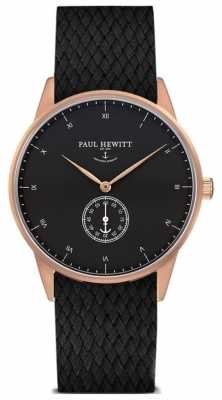 Paul Hewitt Unisex Signature Black Leather Braided Strap PH-M1-R-B-21M Paul Hewitt Unisex Signature Black Leather Braided Strap PH-M1-R-B-21M