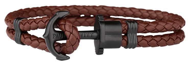 Paul Hewitt Jewellery Phrep Black Anchor Brown Leather Bracelet Large PH-PH-L-B-BR-L Paul Hewitt Jewellery Phrep Black Anchor Brown Leather Bracelet Large PH-PH-L-B-BR-L
