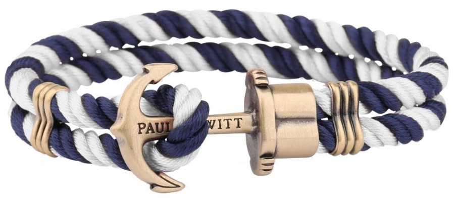 Paul Hewitt Jewellery Phrep Brass Anchor Navy White Nylon Bracelet Medium PH-PH-N-NW-M Paul Hewitt Jewellery Phrep Brass Anchor Navy White Nylon Bracelet Medium PH-PH-N-NW-M