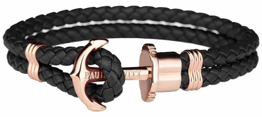 Paul Hewitt Jewellery Phrep Rose Gold Anchor Black Leather Bracelet Medium PH-PH-L-R-B-M Paul Hewitt Jewellery Phrep Rose Gold Anchor Black Leather Bracelet Medium PH-PH-L-R-B-M
