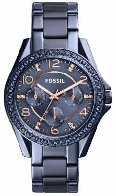 Fossil Womens Riley Blue Stainless Steel Watch ES4294 Fossil Womens Riley Blue Stainless Steel Watch ES4294