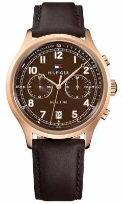 Tommy Hilfiger Mens Emerson Brown Leather Strap Watch 1791387 Tommy Hilfiger Mens Emerson Brown Leather Strap Watch 1791387
