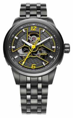 FIYTA Mens Black IP Watch With Yellow Acents GA866000.BBB FIYTA Mens Black IP Watch With Yellow Acents GA866000.BBB