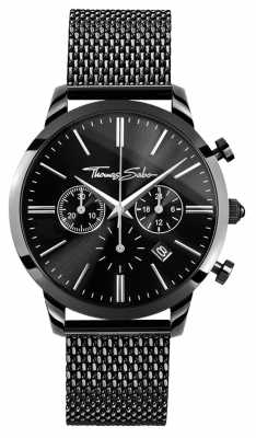 Thomas Sabo Mens Black Stainless Steel Chrono Watch WA0291-287-203-42 Thomas Sabo Mens Black Stainless Steel Chrono Watch WA0291-287-203-42