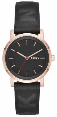 DKNY Womans Soho Rose Gold Black Leather NY2605 DKNY Womans Soho Rose Gold Black Leather NY2605