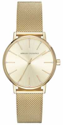 Armani Exchange Womans Gold Plated Mesh Bracelet Watch AX5536 Armani Exchange Womans Gold Plated Mesh Bracelet Watch AX5536