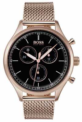 Hugo Boss Mens Companion Chronograph Rose Gold Tone Mesh Bracelet 1513548 Hugo Boss Mens Companion Chronograph Rose Gold Tone Mesh Bracelet 1513548