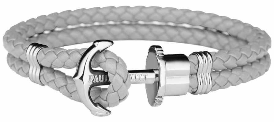 Paul Hewitt Phrep Silver Anchor Grey Leather Bracelet Medium PH-PH-L-S-GR-M Paul Hewitt Phrep Silver Anchor Grey Leather Bracelet Medium PH-PH-L-S-GR-M