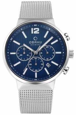 Obaku Mens Storm Cyan Chronograph Blue Dial v180GCCLMC Obaku Mens Storm Cyan Chronograph Blue Dial v180GCCLMC