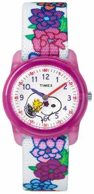 Timex Youth Analogue White Strap Snoopy Flowers TW2R41800JE Timex Youth Analogue White Strap Snoopy Flowers TW2R41800JE