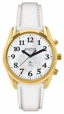 Acctim Robin Radio Controlled Talking White Leather Strap 60542 Acctim Robin Radio Controlled Talking White Leather Strap 60542
