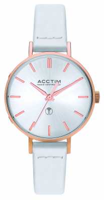 Acctim Womens Bonny Radio Controlled White Leather Strap 60512 Acctim Womens Bonny Radio Controlled White Leather Strap 60512