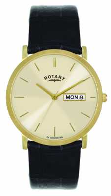 Rotary Mens Gold Plated Leather Strap GSI02624/03/DD Rotary Mens Gold Plated Leather Strap GSI02624/03/DD