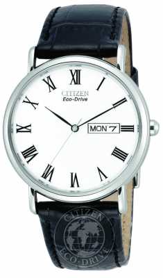 Citizen Mens White Dial Leather Strap Eco-Drive BM8240-11A Citizen Mens White Dial Leather Strap Eco-Drive BM8240-11A