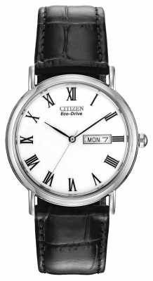 Citizen Mens White Dial Leather Strap Eco-Drive BM8240-11A Citizen Mens White Dial Leather Strap Eco-Drive BM8240-11A