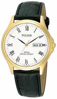 Pulsar Mens Analogue Leather Strap Watch PXF292X1 Pulsar Mens Analogue Leather Strap Watch PXF292X1