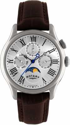 Rotary Mens Stainless Steel Moonphase Brown Leather GS02838/01 Rotary Mens Stainless Steel Moonphase Brown Leather GS02838/01