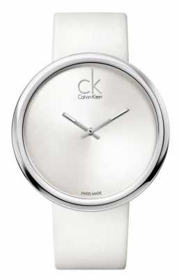 Calvin Klein Subtle Womens White Dial White Leather Strap K0V23120 Calvin Klein Subtle Womens White Dial White Leather Strap K0V23120