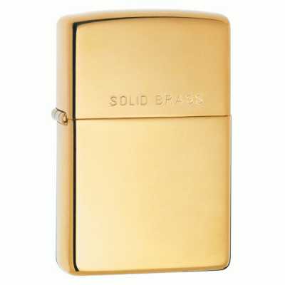 Zippo High Polish Brass Finish Lighter with 'Solid Brass' on lid ZIPPO-254 Zippo High Polish Brass Finish Lighter with 'Solid Brass' on lid ZIPPO-254